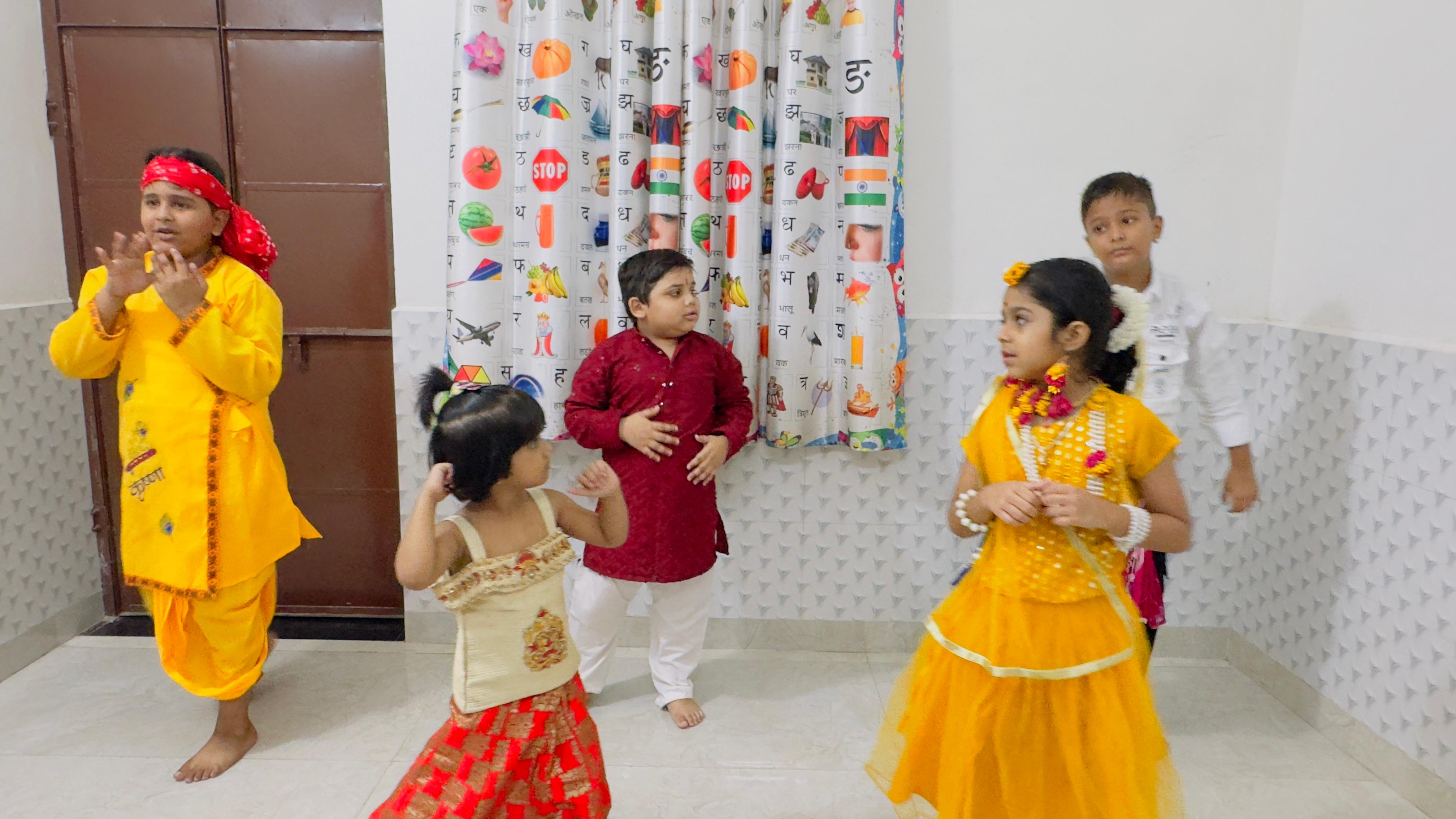 Kids performing a dance activity